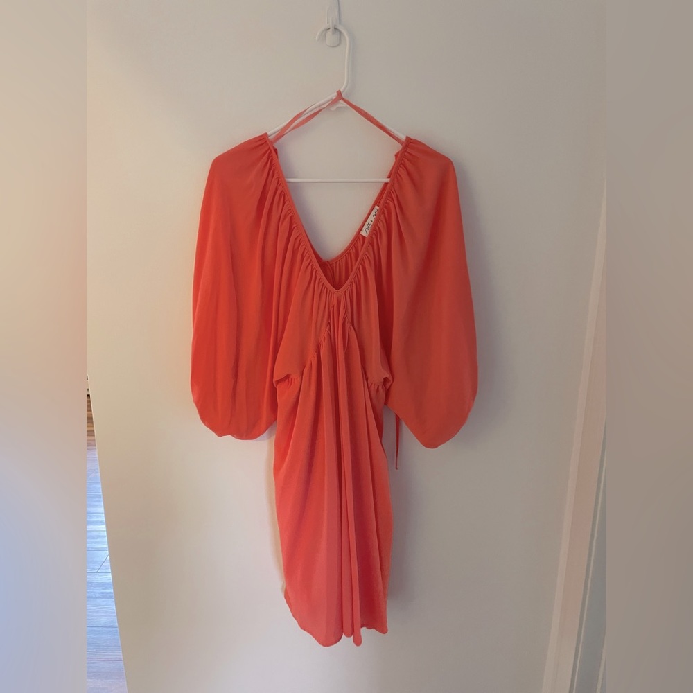 Orange flowy midi dress